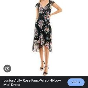 Lily Rose Faux Wrap High Low Midi Dress 3x Nwt